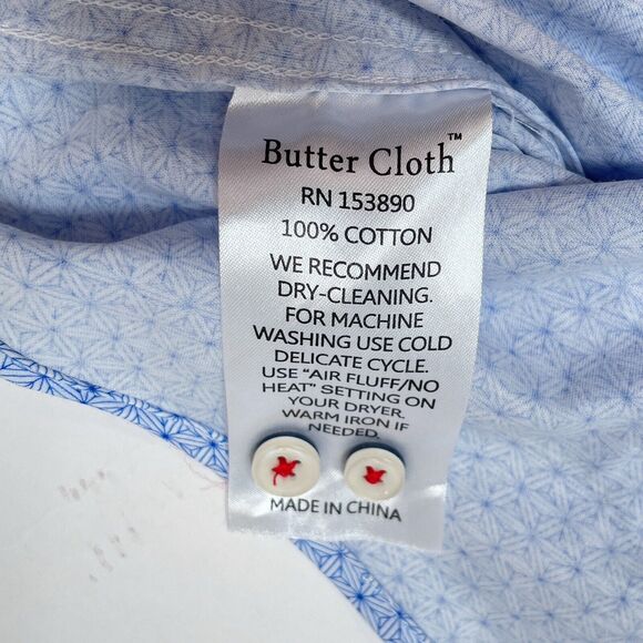 Buttercloth Shirt Men Size XL Blue Button Up Geometric Smart Casual Performance - Picture 9 of 12